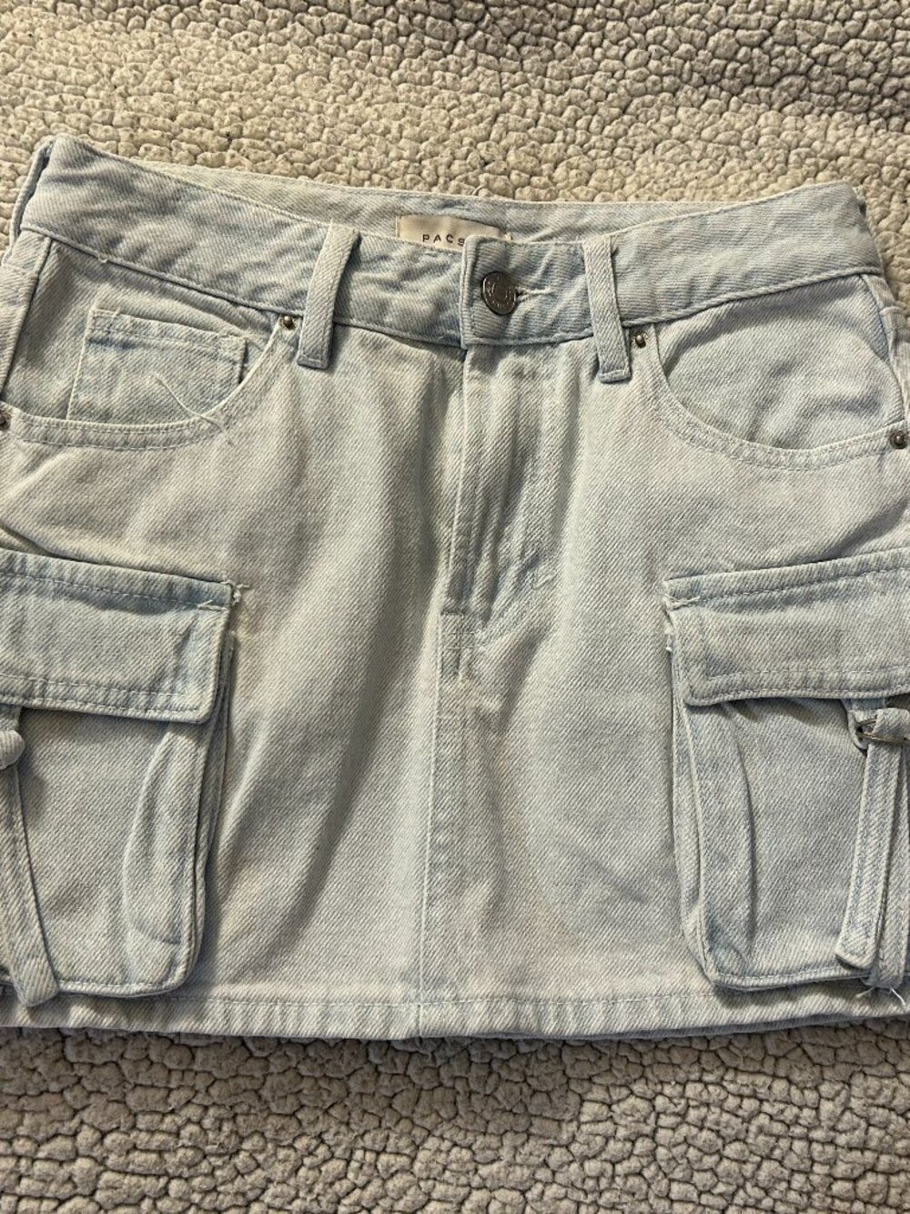 Pacsun -- light wash, cargo, denim, mini skirt, size 23, 100% cotton